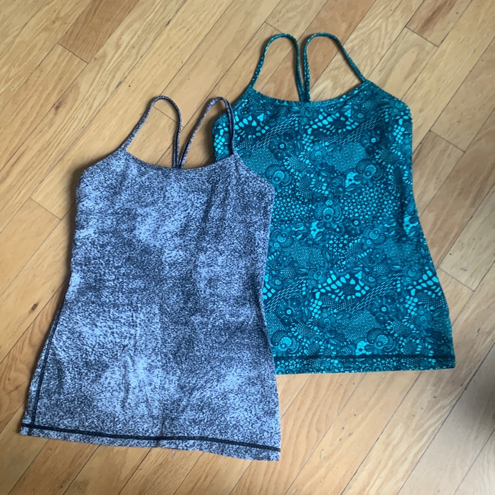 lululemon athletica Blue and Gray Tank Tops